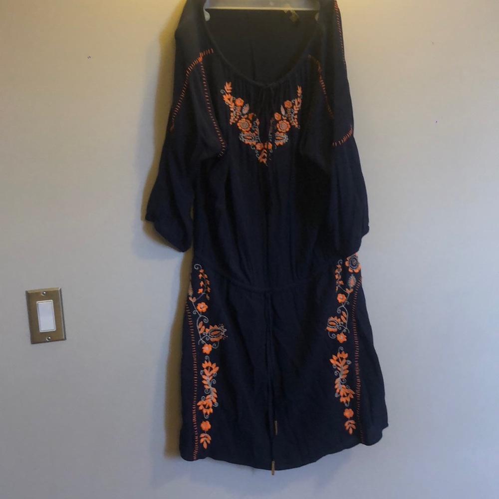 Embroidered drawstring summer minidress